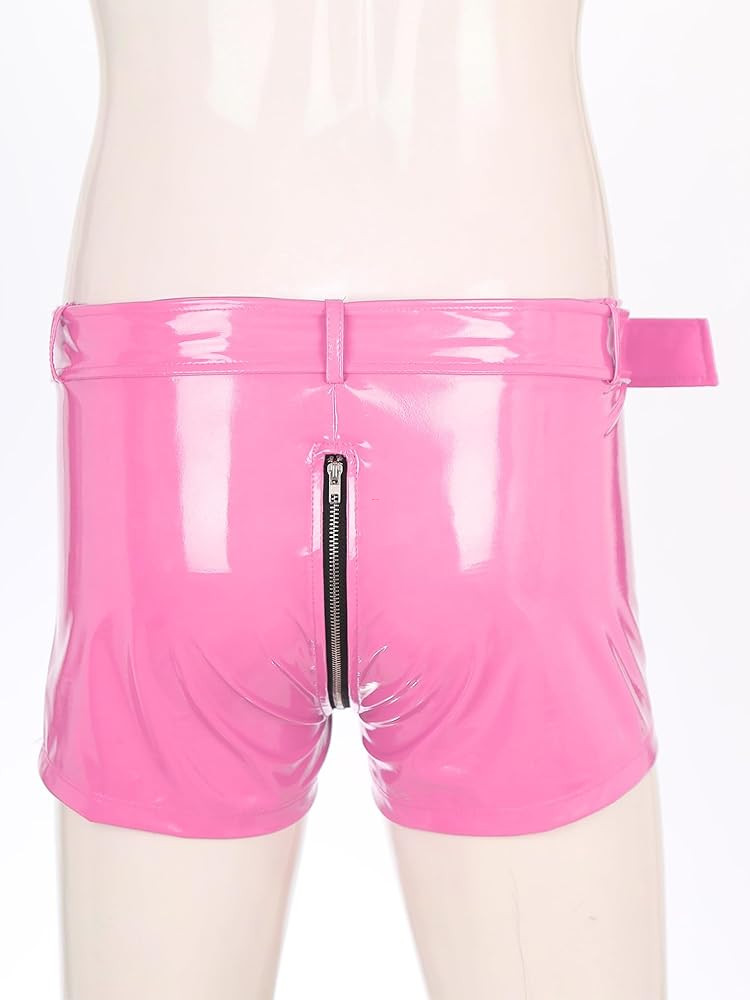 iiniim Men's Latex PVC Faux Leather Boxer Shorts